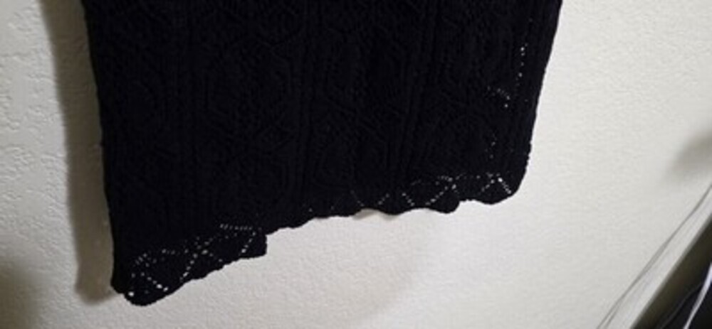 FRESHMAN 1996 Black Knit Midi Skirt, Boho Womens Size M, Diamond Pattern Bodycon - Picture 8 of 12